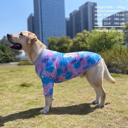 Dog Blue Purple Tiedye T Shirts Shining Unicorn Pattern Printed Pet Shirt Softable Pajamas for Small Dogs (S, Blue)