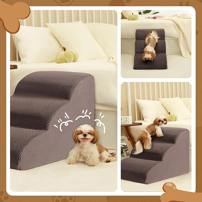 ROMROL Dog Stairs 3-Tiers,Coffee