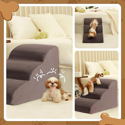 ROMROL Dog Stairs 3-Tiers,Coffee