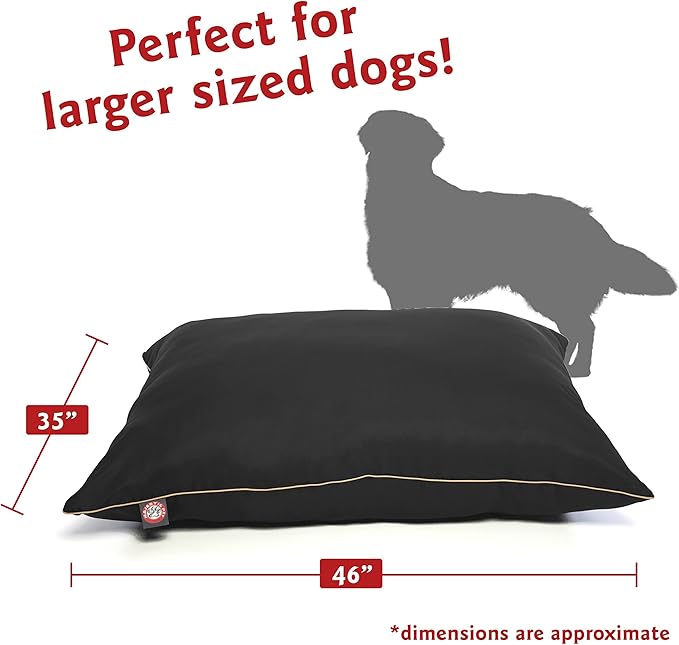 Majestic Pet Rectangle Large Dog Bed Washable – Non Slip Comfy Pet Bed – Dog Crate Bed Super Value Pillow Dog Bed – Dog Kennel Bed for Sleeping 46 x 35 Inch