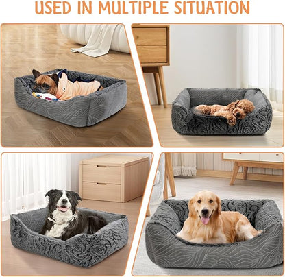 2 in 1 Dog Bed Washable Pet Cooling Beds for Large Medium Small Dogs Cats Orthopedic Reversible Washable Sofa Rectangle Durable Puppy Cuddler Soft Calming Sleeping Bed