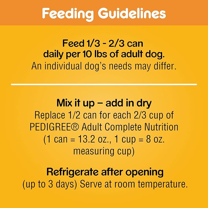 PEDIGREE CHOPPED GROUND DINNER Adult Canned Soft Wet Dog Food, Filet Mignon & Bacon Flavor, 13.2 oz. Cans (Pack of 12)