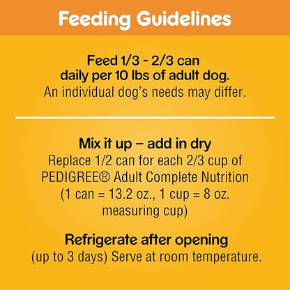 PEDIGREE CHOPPED GROUND DINNER Adult Canned Soft Wet Dog Food, Filet Mignon & Bacon Flavor, 13.2 oz. Cans (Pack of 12)