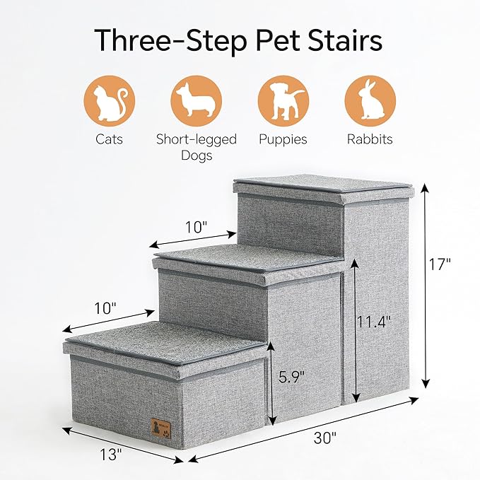 BEDELITE Dog Stairs for Small Medium or Large Dogs 3 Tiers 17" H,