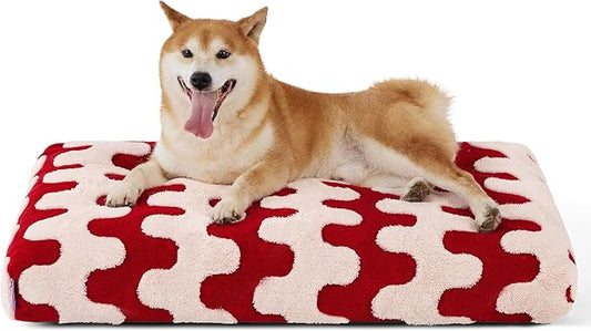 Lesure Dog Beds Large Sized Dog-Thick Shredded Chopped Foam Pet Bed Bottom(35'x22', Red)