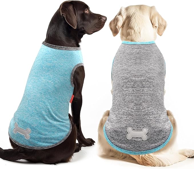 KYEESE 2 Pack Dog Shirts Quick Dry Soft Stretchy Sun Protection Dog T-Shirts with Reflective Label Tank Top Sleeveless Vest Dog Clothes for Small Medium Dogs