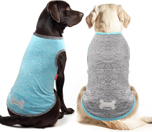 KYEESE 2 Pack Dog Shirts for Large Dogs Quick Dry Breathable Stretchy Sun Protection Dog T-Shirts with Reflective Label Tank Top Sleeveless Vest Dog Clothes 3XL