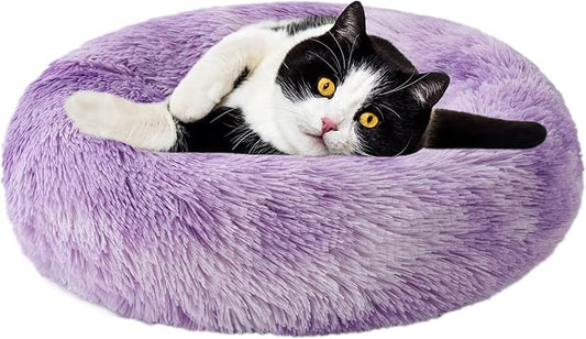 Aurako Cat Bed Dog Bed Round Cushion Pet 20" Purple