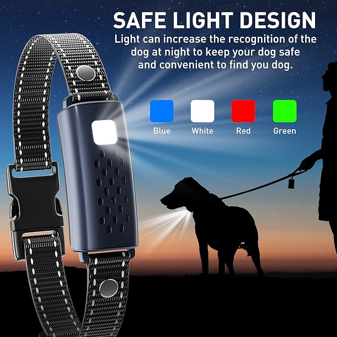 Dog Shock Collar with Flashing Light for Night Walks,Dog Training Collar with Adjustable Pitch Beep,Vibration,Shock and Keypad Lock,Dog Training Collar with Remote 4000FT,Shock Collar Dog