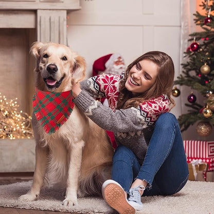 ADOGGYGO Christmas Dog Bandanas with Tassels Edges (Christmas-2, X-Large)