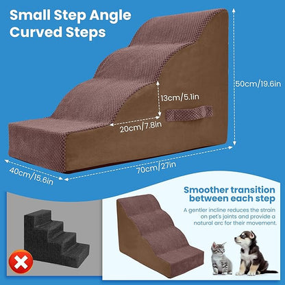 PAWSCRAT Dog Stairs 4 Steps 19.6 inch 30D Foam