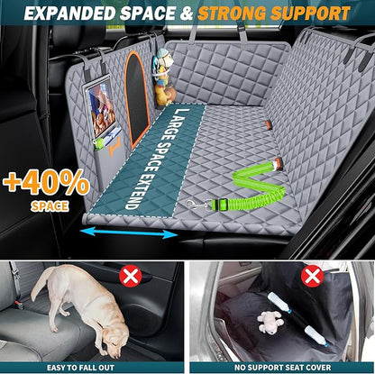 Back Seat Extender for Dogs Large Hard Bottom Car Seat Cover Waterproof Sturdy Nonslip Pets Dog Hammock Backseat Protector for Car