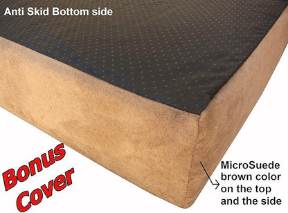Dogbed4less Premium XL Orthopedic Memory Foam Dog Bed for Large Dogs 40"X35"X4" Brown