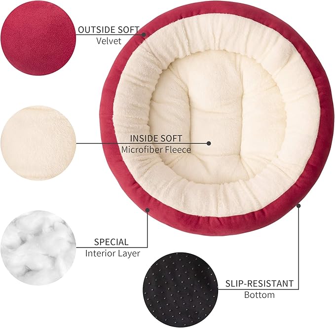 Love's cabin Round Donut Cat and Dog Cushion Bed 20in Pet