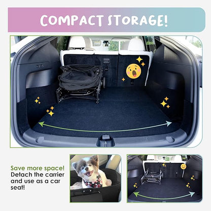 Petique 3-in-1 Newport Pet Stroller (Travel Carrier + Car Seat + Stroller) 360º Front 45LBS –