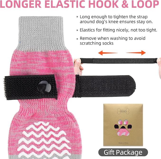PUPTECK Anti Slip Dog Socks 2 Pairs with Double Grippers for Hardwood Floors