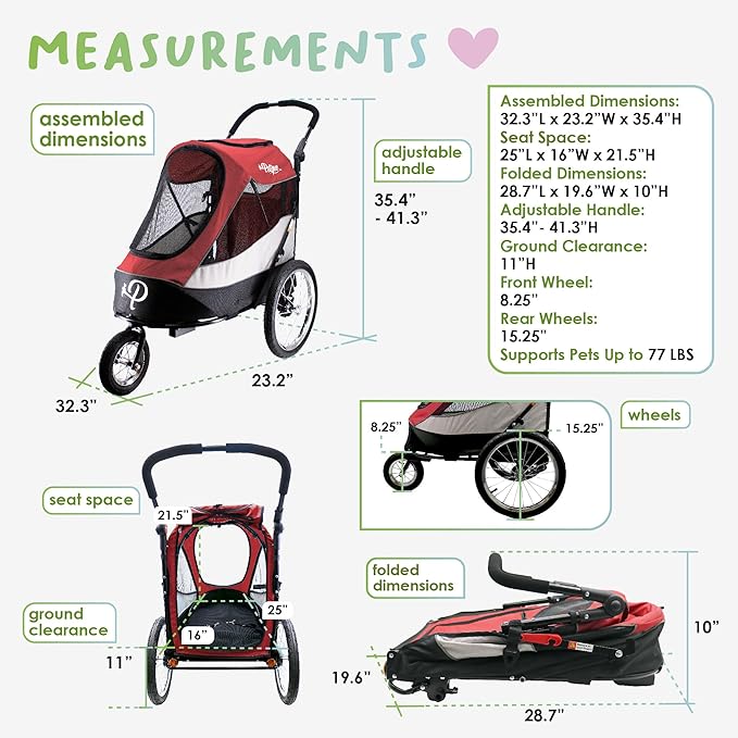 Petique Trailblazer Pet Jogger/Stroller 77LBS -
