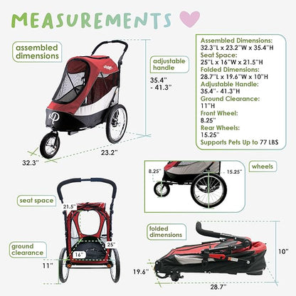 Petique Trailblazer Pet Jogger/Stroller 77LBS -