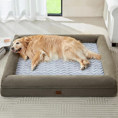 WNPETHOME Washable Dog Beds Large Sized Dog, XXXL Dog Bed, Orthopedic Dog Sofa Bed with Removable & Waterproof Cover, Extra Large Dog Bed with Bolster Sides for Sleeping, Giant Dog Bed with Sides