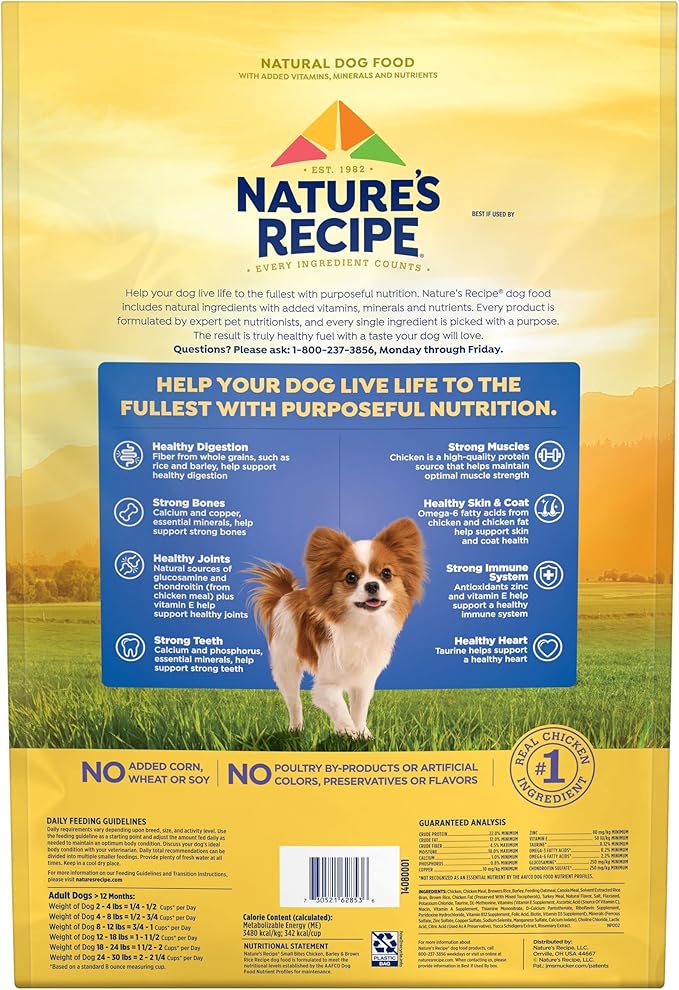 Nature′s Recipe Small Bites Chicken, Barley & Brown Rice Recipe Dry Dog Food, 12 lb. Bag