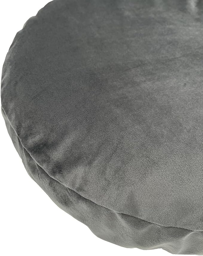 Round Dog Bed Cover Washable Grey Velvet 30 Inch