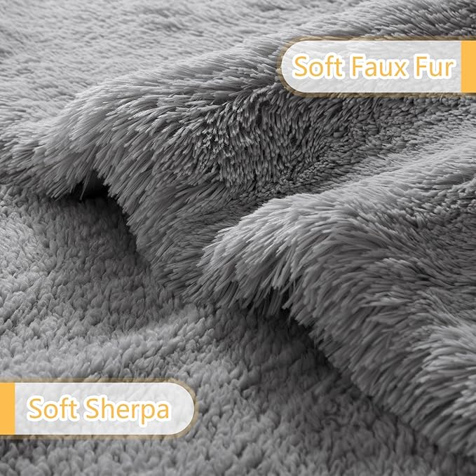 LOCHAS Luxury Fluffy Dog Blanket 30''x40'' Grey