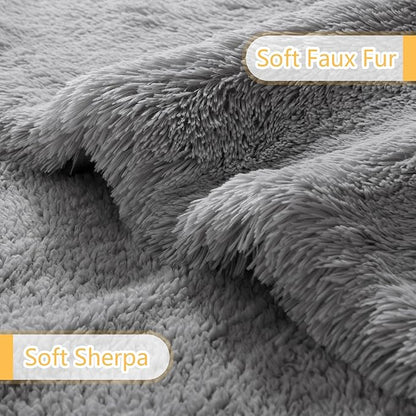 LOCHAS Luxury Fluffy Dog Blanket 30''x40'' Grey