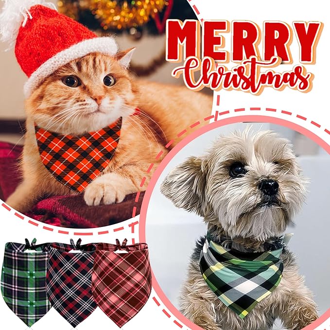 XPUDAC 100 Pcs Dog Bandanas Bulk Plaid Dog