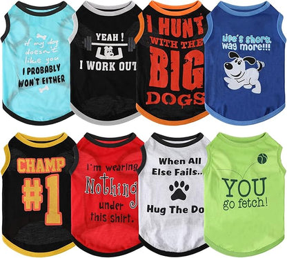 8 Pieces Dog Shirts Pet Printed Clothes with Funny Letters Summer T Cool Puppy Breathable Outfit Soft Sweatshirt for Dogs Cats (Cute Pattern