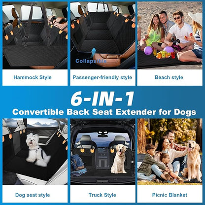 Dog Car Seat Cover for Back Seat with Hard Bottom