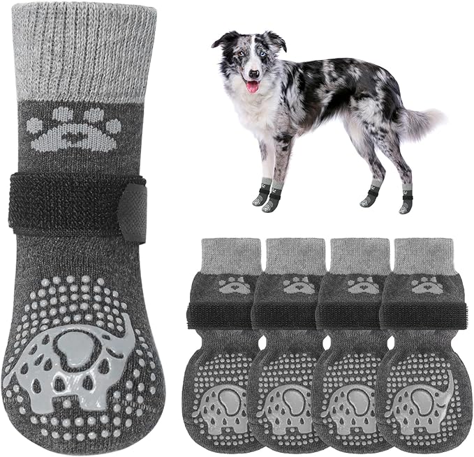 SCENEREAL Dog Socks to Prevent Licking Paws for Hardwood Floors Anti Slip