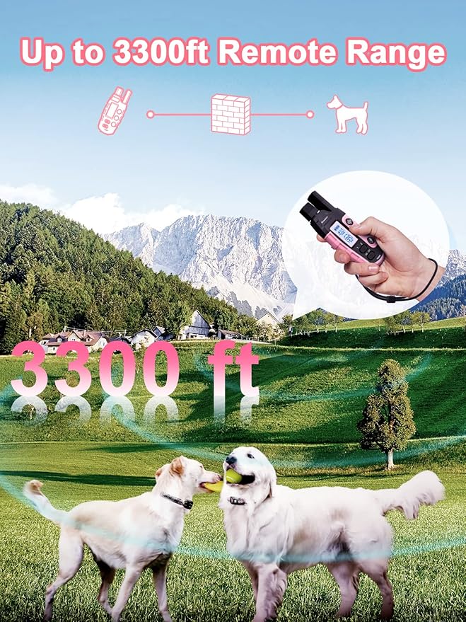 Bousnic Dog Shock Collar 2 Dogs (5-120Lbs) 3300 ft (1-8) Vibration (1-16) and (1-99) Modes