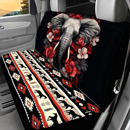 WELLFLYHOM Elephant Boho Rear Split Bench Seat Cover 2 Pack