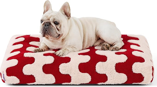 Lesure Dog Bed Medium Size Dog-Thick Shredded Chopped Foam Pet Bed Bottom(30'x20', Red)