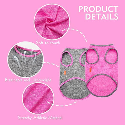 KYEESE 2 Pack Dog Shirts Quick Dry Soft Stretchy Dog T-Shirts with Reflective Label Tank Top Sleeveless Vest Dog Clothes for Small Medium Dogs