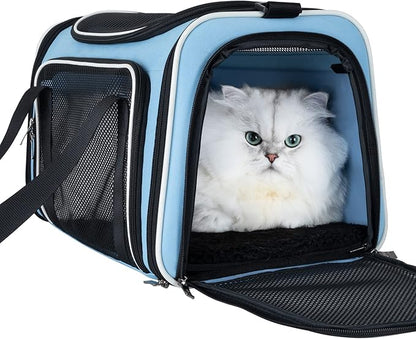 petisfam Soft Pet Travel Carrier Bag for Medium Cats and Puppy. Easy Vet Visit, Airline Approved, Top Loading, Easy Storage