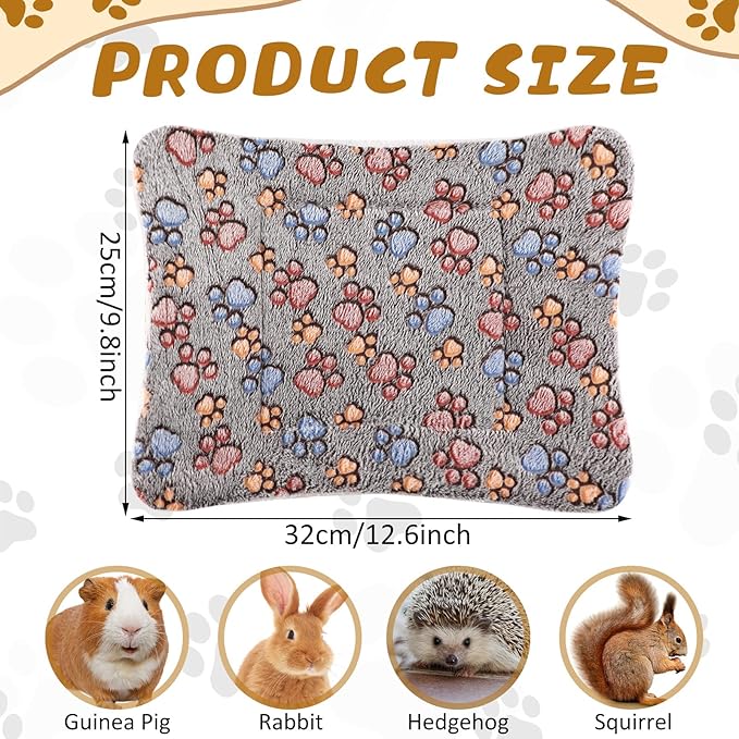 4 Pack Ultra Soft Dog Cat Bed Mat with Cute Prints Reversible Fleece Dog Crate Kennel Pad Cozy Washable Thickened Hamster Guinea Pig Bed Pet Bed Mat for Small Animals (Gray,13 x 10 Inches)