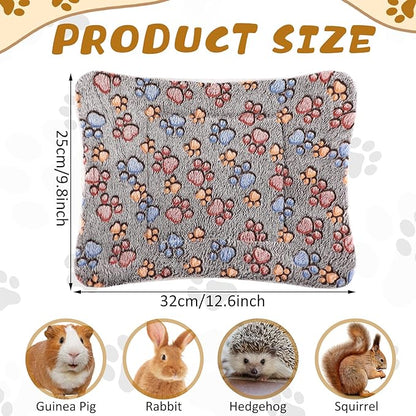 4 Pack Ultra Soft Dog Cat Bed Mat with Cute Prints Reversible Fleece Dog Crate Kennel Pad Cozy Washable Thickened Hamster Guinea Pig Bed Pet Bed Mat for Small Animals (Gray,13 x 10 Inches)