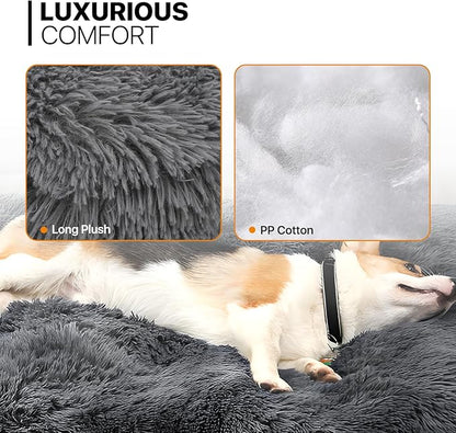 MoNiBloom 40.5"x32.5"x5.5" Dog Beds for Large Size Dogs Machine-Washable Long Plush Pet Beds Warming Cozy Soft Bed for Dogs and Cat