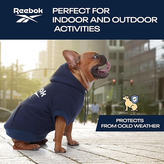 Reebok Dog Hoodie – Fleece Dog Sweater with Leash Hole