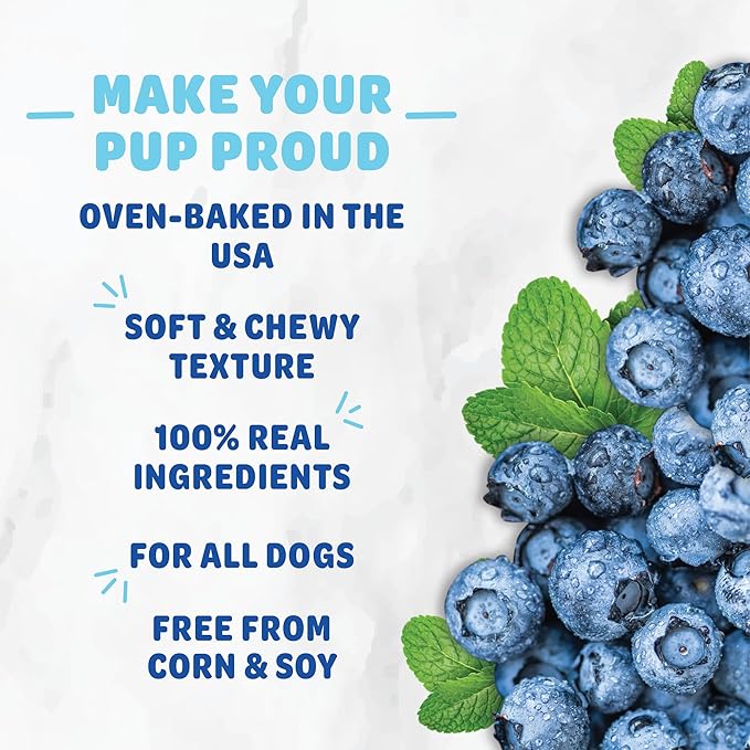 Shameless Pets Soft-Baked Dog Treats, Blueberried Treasure - Natural & Healthy Dog Chews with Mint for Immune Support - Dog Biscuits Baked & Made in USA, Free from Grain, Corn & Soy - 1-Pack