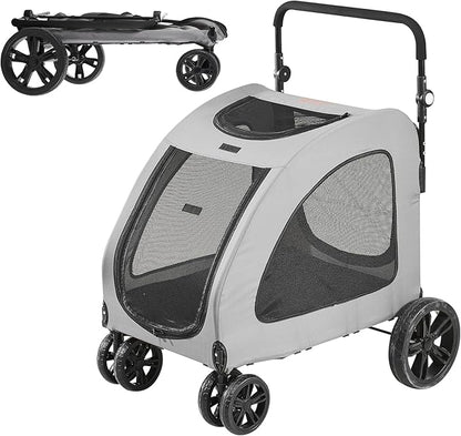 VEVOR Extra Large Dog Stroller for Dogs Up to 160lbs 4 Wheel 2 Dogs