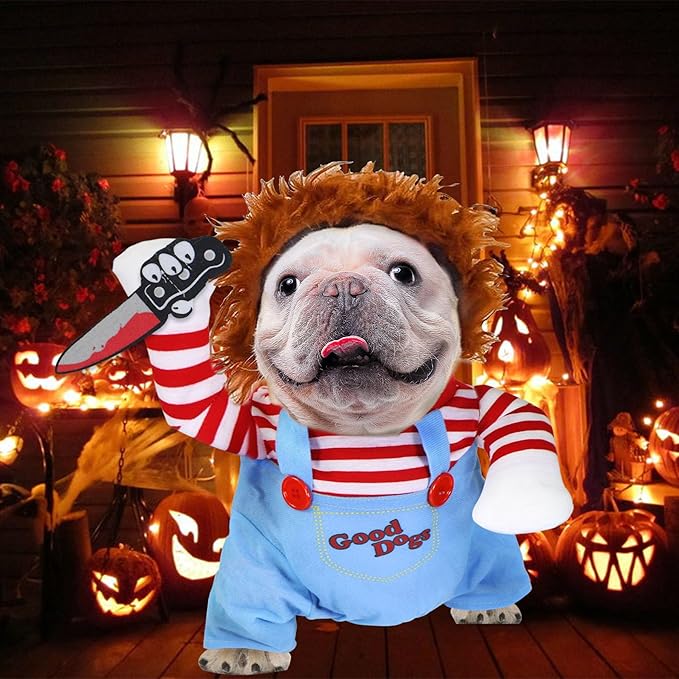 Dog Halloween Costumes, Pet Deadly Doll Dog Costume Funny Dog Costumes Dog Halloween Costume Clothes for Small Medium Large Extra Large Dogs Pets (Small)