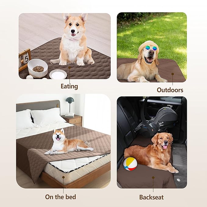 gogobunny 100% Double-Sided Waterproof Dog Bed Cover Pet Blanket Sofa Couch Furniture Protector for Puppy Large Dog Cat, Reversible (30x30 Inch (Pack of 1), Dark Chocolate/Light Chocolate)