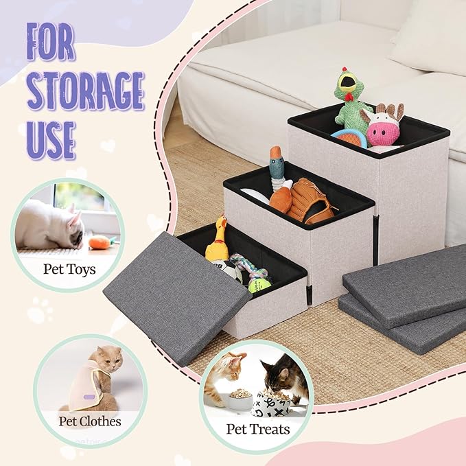 downluxe Dog Stairs for Small Dogs (3-Step Pet