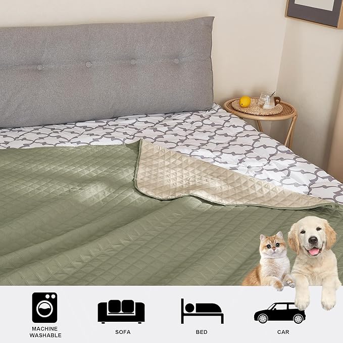 NICETOWN 100% Waterproof Dog Blanket Sofa Covers Couch Cover for Pets Cats Furniture Protector Dog Travel Bed Reversible Washable Dog Mat for Car Floor, 82" W x 82" L, 1 Panel, Beige/Khaki