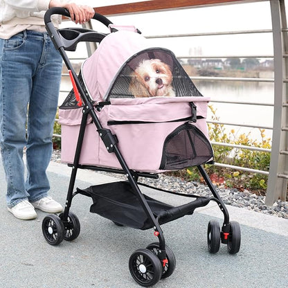 Medium Pet Stroller for Dogs Up to 30lbs 4 Wheels