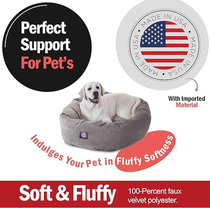 Majestic Pet 40 Inch Micro Velvet Calming Dog Bed Washable – Cozy Soft Round Dog Bed with Spine for Head Support 40x29x9 (inch)