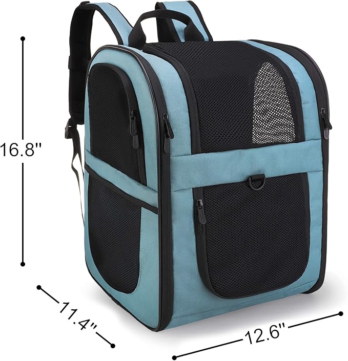 APOLLO WALKER Pet Carrier Backpack for Small Cats and Dogs, Puppies, Two-Sided Entry, Safety Features and Cushion Back Support for Travel, Hiking, Outdoor Use (Blue)