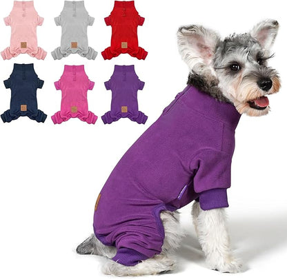 cyeollo Dog Pajamas Fleece Dog Pjs Jumpsuit Thermal Dog Onesie Girl Boy Stretchable Doggie Pet Coat Outfits for Dogs Cats Apparel